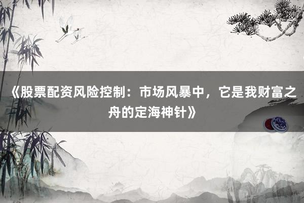 《股票配资风险控制：市场风暴中，它是我财富之舟的定海神针》