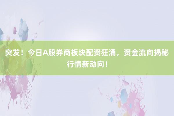 突发！今日A股券商板块配资狂涌，资金流向揭秘行情新动向！