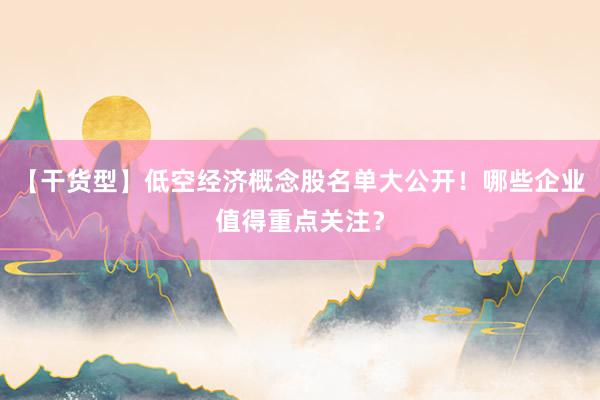 【干货型】低空经济概念股名单大公开！哪些企业值得重点关注？