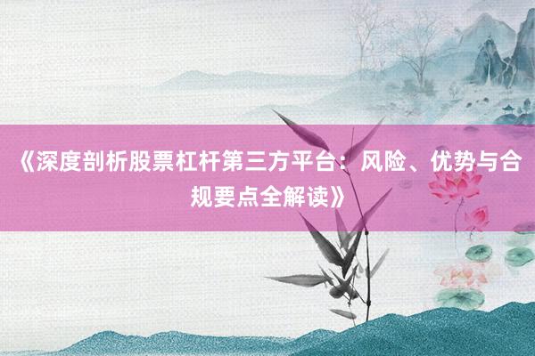 《深度剖析股票杠杆第三方平台：风险、优势与合规要点全解读》