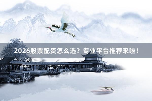 2026股票配资怎么选？专业平台推荐来啦！