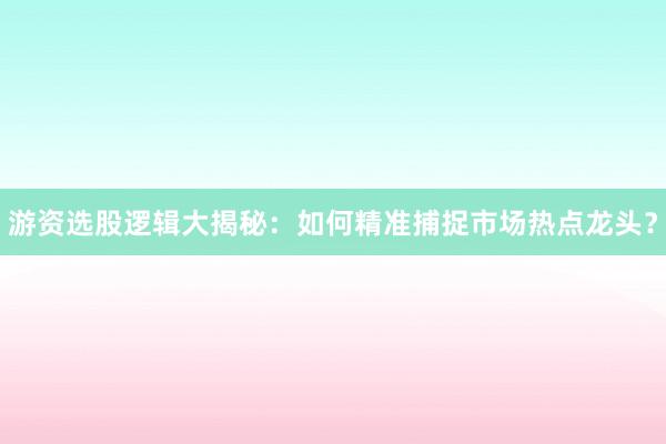 游资选股逻辑大揭秘：如何精准捕捉市场热点龙头？